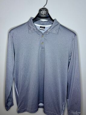 Nike Men's Long Sleeve Heather Gray Performance Polo Size Large